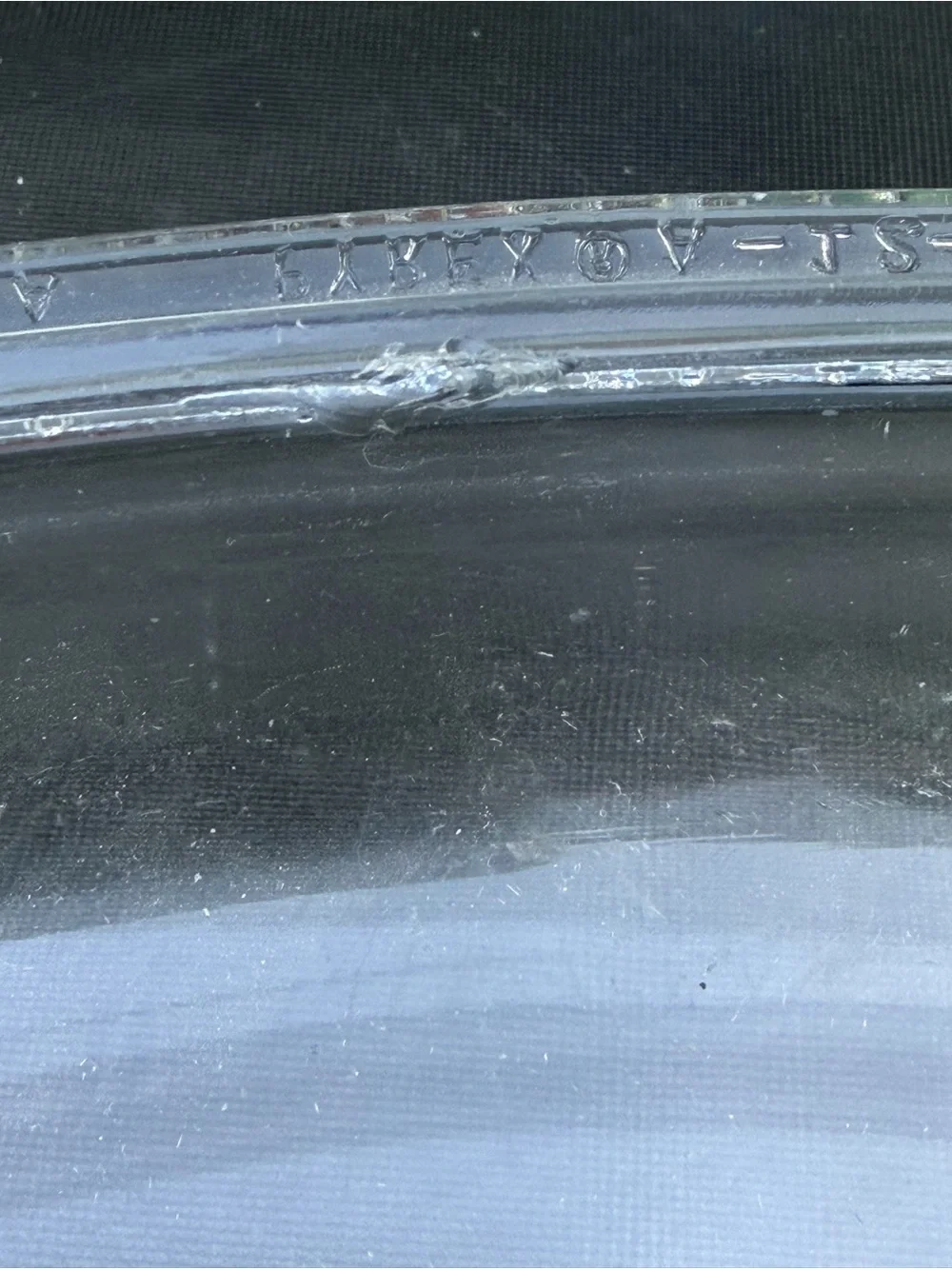 PYREX A-12-C Clear Glass Square Lid with Knob - chips pictured